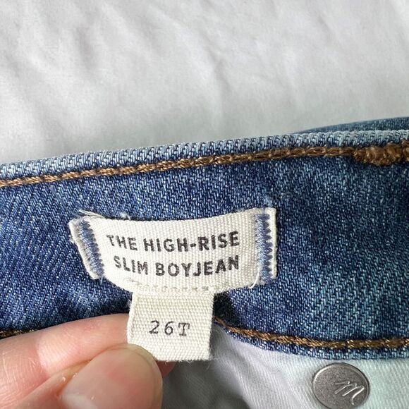 Madewell High Rise Slim Boyjean Raebrook 26 Tall Distressed Eco‎ Preppy Festival - Picture 5 of 10